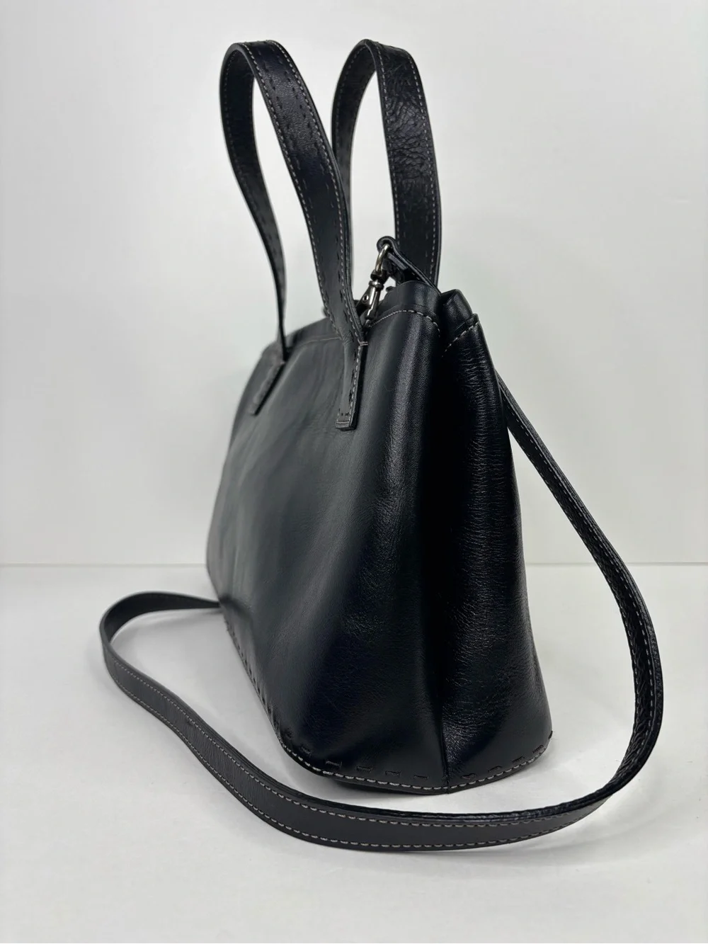 FOSSIL Classic Black Pebbled Leather Top-Handle Sedona Satchel ZB9095